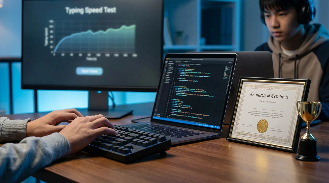 検定・コンテスト — プログラミング学習・タイピング・成果（証書・コンテスト）をイメージした写真